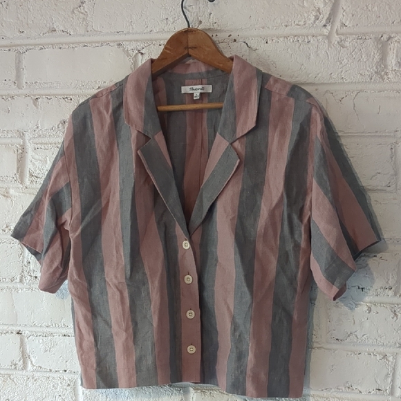 Madewell 100% Linen Resort Shirt in Springy Stripe - Picture 4 of 10